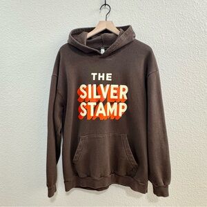 The Silver Stamp Beer Bar Hoodie Brown Graphic Sweatshirt Size L